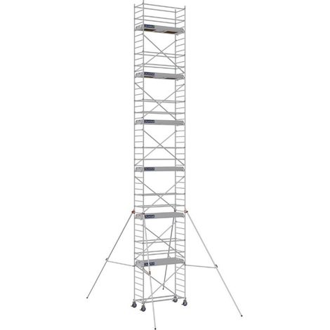 DUARIB - Échafaudage roulant aluminium Docker – Version lisses – Largeur 85 cm – Hauteur max 11,90 m – Longueur 2,05 / 2,54 / 2,95 m - Hauteur de plateau 11,9 m - L 2,05 x l 0,85 m