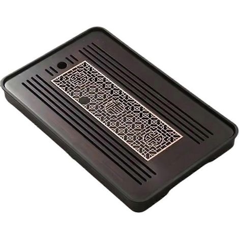 Plateau à thé en bambou, vaisselle portable rectangulaire pour la cérémonie du thé Chaban, table à thé Chaban à double usage avec système de drainage et de stockage d'eau. (1/5)