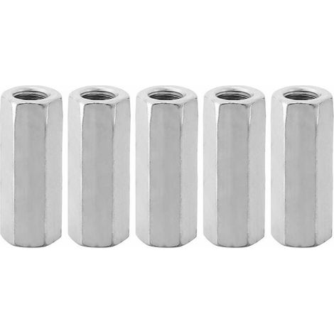 Trywise 5Pcs Écrou Manchon Acier Carbone M12, Manchon Hexagonal M12 50, Ecrou Long M12 de Connecteur Tige Filetée M12 de Douille Écrou Fixations Filetées (M1250-15mm) (1/4)