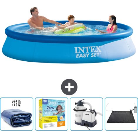 Piscine Gonflable Ronde Easy Set Intex - 366 x 76 cm - Bleue - Incluse Accessoire CB69