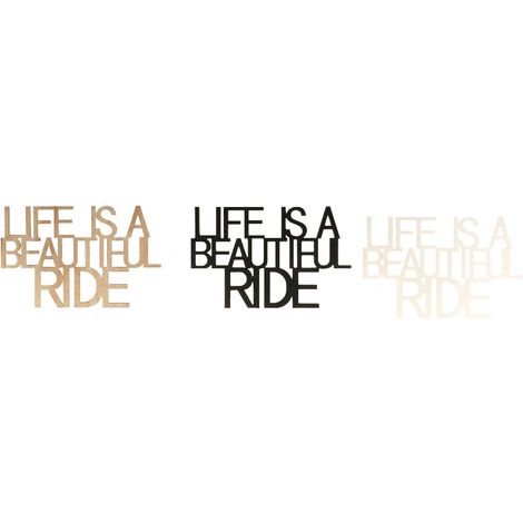 Decorazione da Parete in Legno MDF Life is Beautiful Ride 60 x 38 cm 3 Colori (1/2)