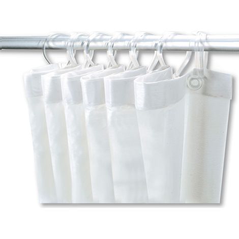 Rideau de douche PVC blanc 12 anneaux 1,8x2m DELABIE 1386