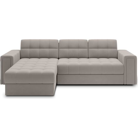 Canapé d'angle convertible KAPITARA beige réversible avec coffre de rangement (1/5)