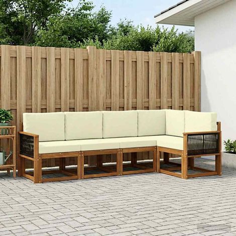 Teenpull – Outdoor-Sofagarnitur 5 Stk. Natur und Creme Polyester (1/5)