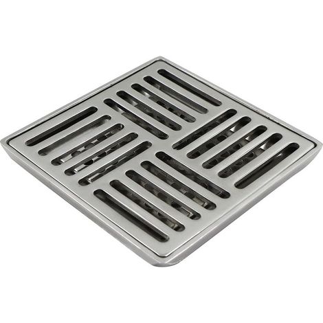 Bonnet de sol carré en acier inoxydable, conception anti-odeur, 100 x 100 mm, argenté, pour salle de bain, cuisine et douche (1/5)