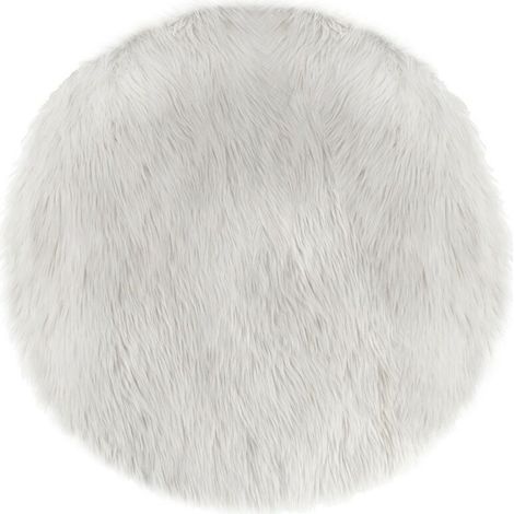 Tapis rond fausse fourrure blanc (1/3)