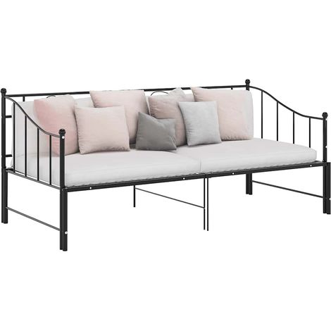 vidaXL Telaio Divano Letto Estraibile Nero in Metallo 90x200 cm