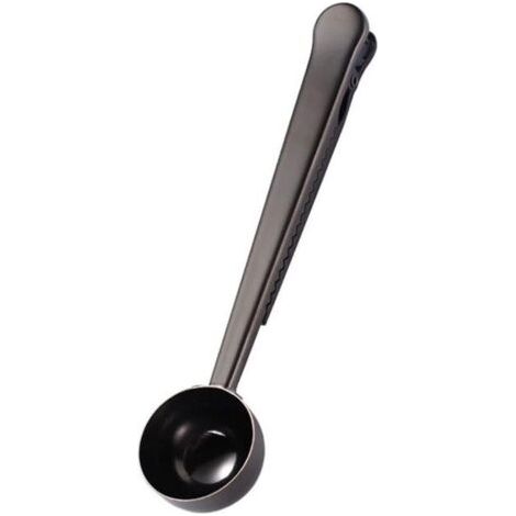 Cuillère à café multifonctionnelle en acier inoxydable Cuillère à mesurer pour lait en poudre Cuillère à mesurer pour grains de café avec clip scellé Cuillère à mesurer pour thé au lait