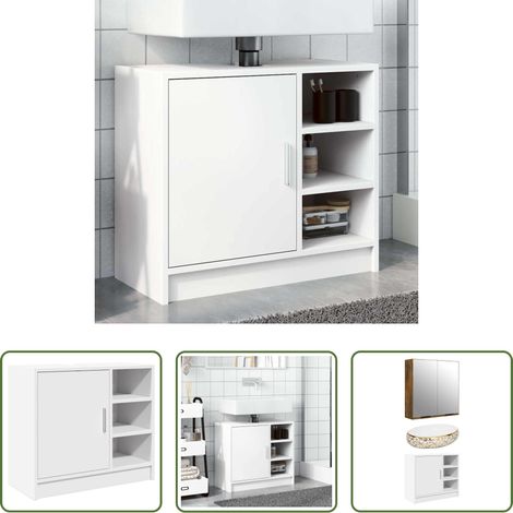 vidaXL Rangement salle de bain -  Armoire de lavabo blanc 63x29x55 cm bois d'ingénierie (1/5)