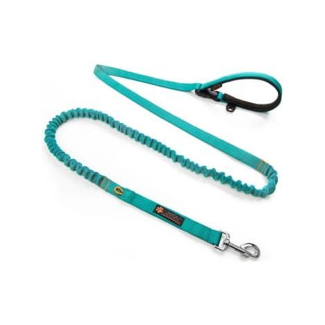 JoQu® Two Runners Leash, Türkis, stoßdämpfende Hundeleine
