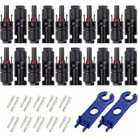YMYNY Lot de 10 paires de câbles de panneau solaire MC4 mâle/femelle pour système photovoltaïque, accessoires de câbles de panneau solaire étanches - Noir (1/5)