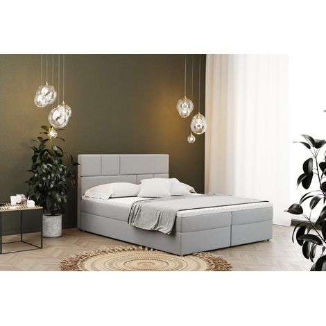 Boxspringbett mit bettkasten matratze BALI stoff Mat Velvet Hellgrau 120x200 cm (1/2)