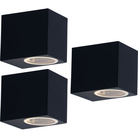 Lot de 3 spots extérieurs down spot lampes éclairage façade appliques terrasse ALU noir