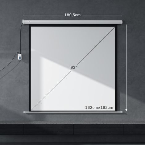 Écran de projection 189,5 x 189,5 cm (92 pouces) 1:1 HD 4K enroulable, idéal pour home cinéma, présentations professionnelles et vidéoprojecteur. (1/5)