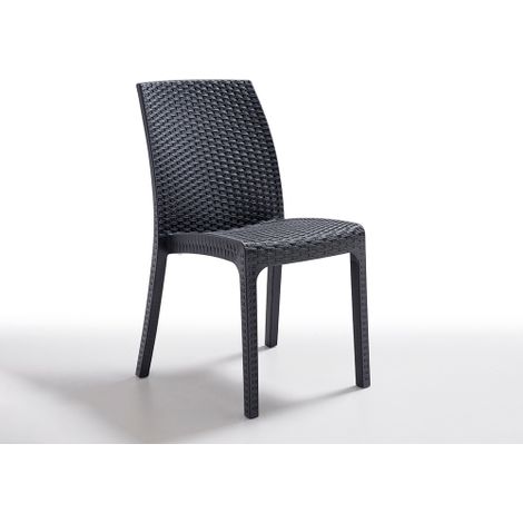 Idroweb – Chaise empilable en polypropylène effet rotin – Confort ergonomique – Pour intérieur et extérieur – Dimensions 47x59x86cm – Charge max 110kg (1/6)