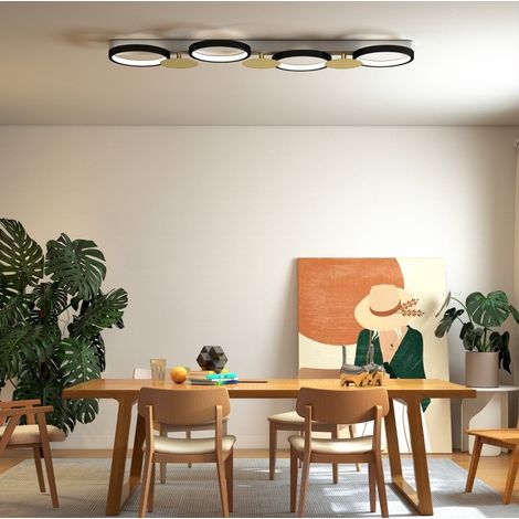 Plafón LED 38 W 1500 lm, 3000 K a 6500 K, mando a distancia, negro y dorado OKMYHOME (1/5)