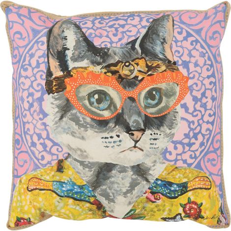 Coussin Déco Chat "Popart" 50x50cm Multicolore (1/5)