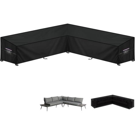 Gartenmöbel Abdeckung L-Form Lounge Sofa Schutzhülle Wasserdicht 295x295cm (1/5)