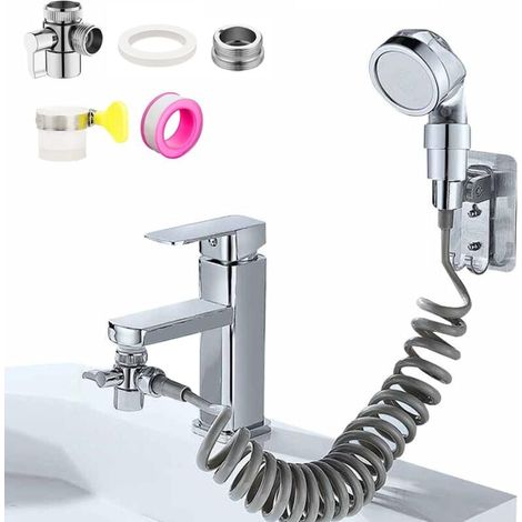 FOREHILL Waschtisch-Duschset, Waschtisch-Duschset mit Teleskopschlauch, G1/2-Armaturenadapter für Waschtisch/Spüle (1/5)