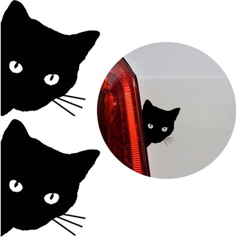 Lot de 2 autocollants décoratifs pour voiture Motif chat Autocollants adhésifs créatifs pour voiture de sport Film décoratif pour carrosserie (1/4)
