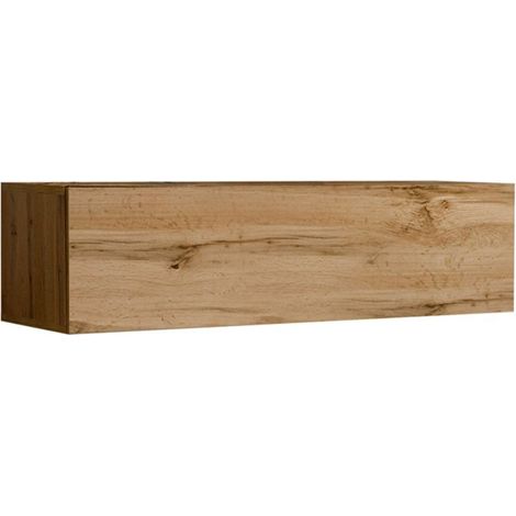 Paris Prix – Banc TV mural 120cm – Structure panneaux de particules stratifiés – Façade MDF naturel – Système d'ouverture Push & Touch – Fabrication européenne (1/3)