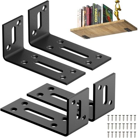 Lot de 4 Équerre Métal Noir 80 x 40 mm Équerre de Fixation, Angle de Montage à 90° En Forme de L Pour Tables, Chaises Et Bibliothèques-Anti-Corrosion, Stable & Durable - Montage Facile (1/5)
