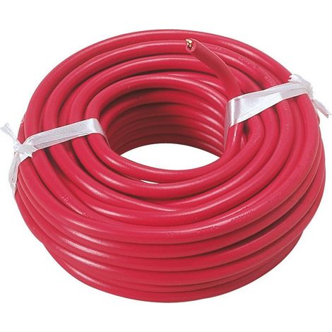 1 bobine câble électrique HO7V-R, section 6 mm2, couleur rouge, tension 450/750 V, conducteur cuivre multibrin rigide, pour installations fixes
