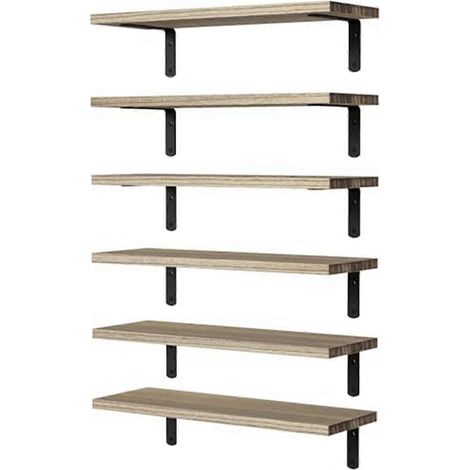 Floating Shelves,Wooden Floating Shelves for Wall Decor,Light Brown-- (1/5)