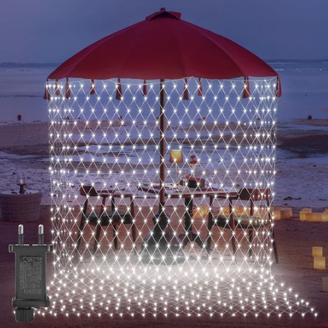 LED Guirlandes Lumineuses 3mx2m 200 LEDs Maille Connectable Guirlandes Lumineuses 8 Modes Guirlandes De Noël pour Jardin Intérieur Extérieur Mariage Décoration d'Arbre de Noël Blanc Pur