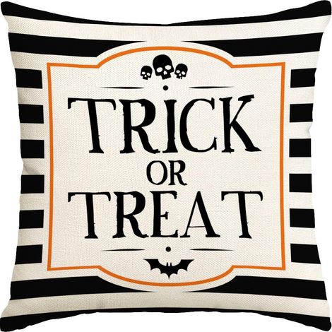 Lot de 2 housses de coussin décoratives d'Halloween, 3 petites housses de coussin à motif de crâne, taies d'oreiller en lin noir à motif toile d'araignée, décoration intérieure gothique et effrayante (1/5)
