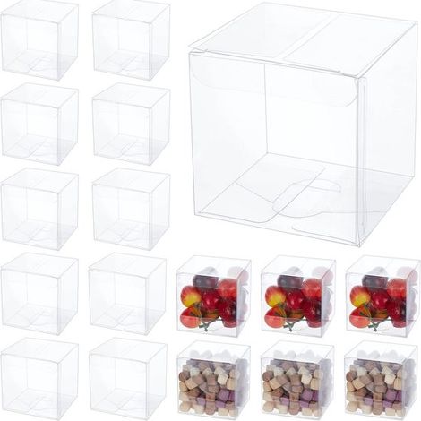 Dailygoods，Cajas de regalo (30 unidades)，Cajas cúbicas transparentes，7 x 7 x 7 cm，Para regalos de agradecimiento，Se entregan planas (1/5)