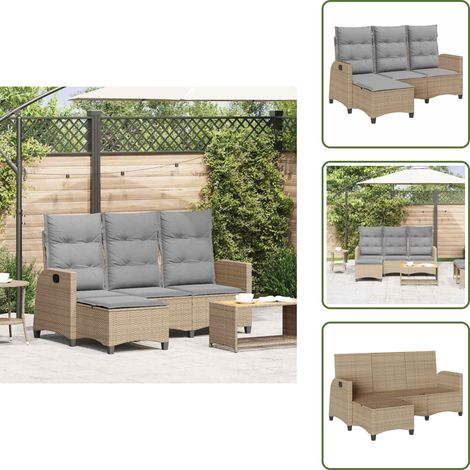 Canapé de jardin inclinable coussins forme de L beige polyrotin - Canapé De Jardin Inclinable - Canapés De Jardin Inclinables - Canapé D'extérieur - Canapé Inclinable (1/5)