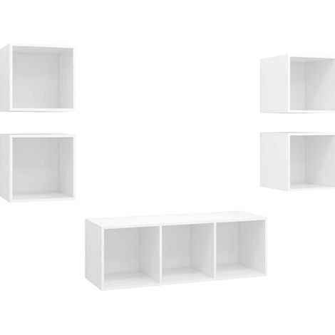Maison Exclusive - 5-tlg. TV-Schrank-Set Weiß Holzwerkstoff