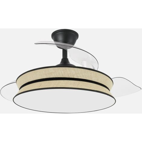 Ventilador Decor 72w Negro/natural Negro 108d 3asp 7200lm 3000-4000-6000k Remoto+memo+temp