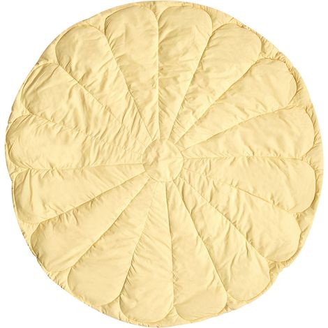 Tappeto moderno per bambini a forma di fiore trapuntato in cotone 110 x 110 cm Accessori per l'asilo nido Giallo Elizjum