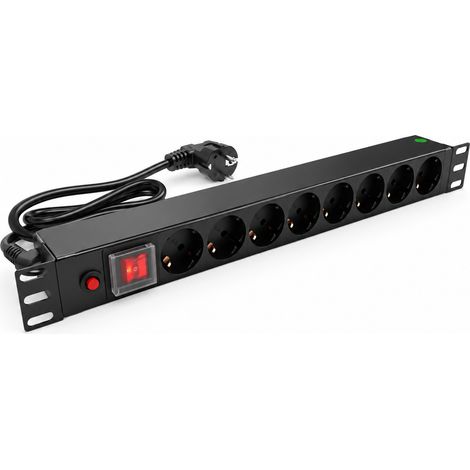 Regleta de enchufes rack 19 de 8 schuko con proteccion  Negro (1/5)