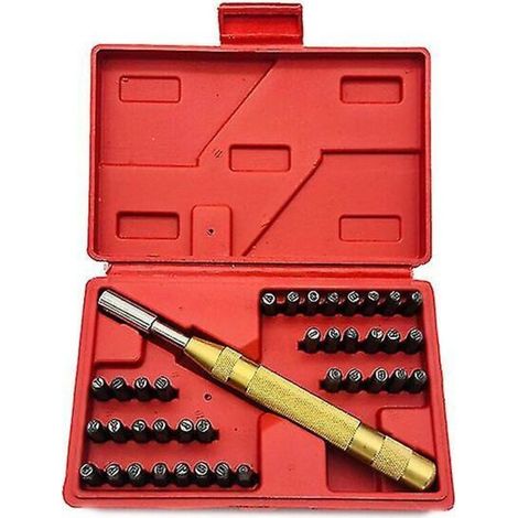 Letter stamping kit, set of 38 steel letters and numbers with 3mm automatic stamping punch (1/4)