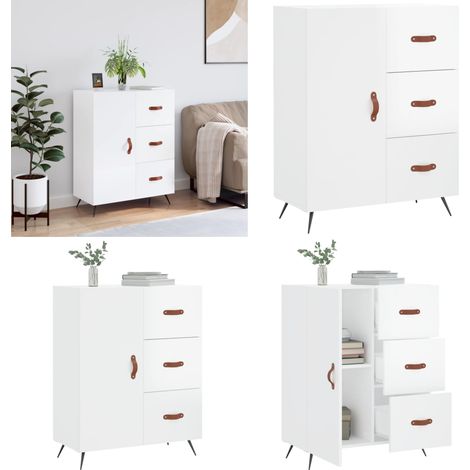 Sideboard Hochglanz-Weiß 69,5x34x90 cm Holzwerkstoff - Schreibtisch - Wohnzimmermöbel - Sideboard - Regal - Aufbewahrung - Home & Living (1/5)