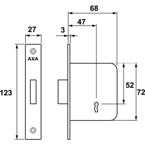 AXA Schrankschloss - Modell 711540 - Schrankschloss mit Schlüsseln - Frontplatte aus Edelstahl - Inkl. Schließblech und Befestigungsmaterial