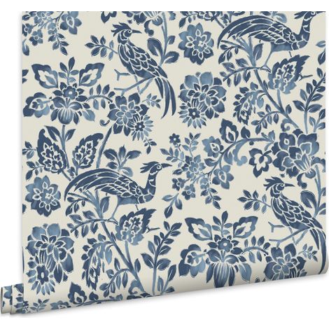 Laura Ashley Adain Palace Vliestapet Blau 10mx52cm (1/5)