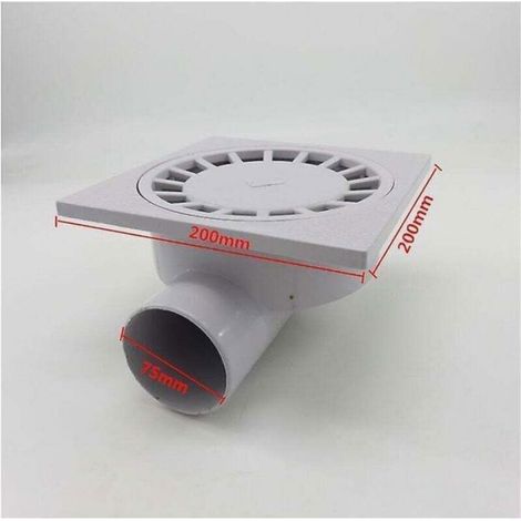 Siphon De Sol - 200x200 mm - Sortie 75 mm - PVC Blanc - Pour Douches Et Zones Humides - 1 Pièce (1/5)