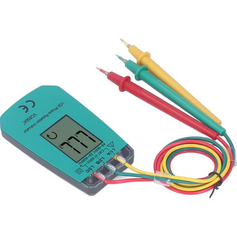 Testeur de séquence triphasé avec affichage LCD, détecteur de rotation de phase, 40-600 V pour les tests (1/5)