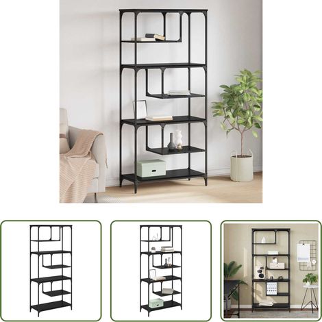 Holzregal - Bücherregal Schwarz Eichen-Optik 81 x 36 x 176 cm Holzwerkstoff (1/5)