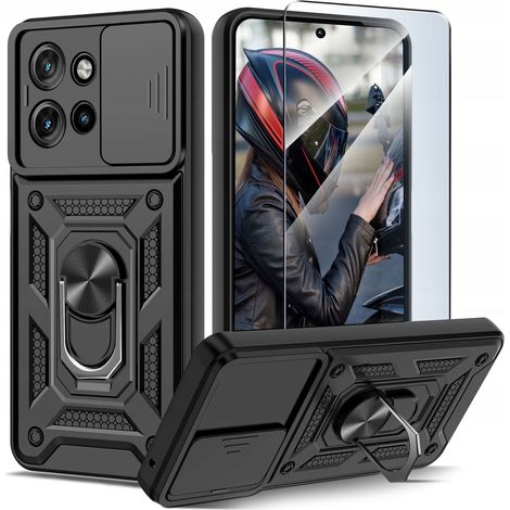 Funda para Motorola Moto EDGE 50 Neo ARMOR SLIDE RING CASE + PANTALLA DE CRISTAL 9H (1/5)