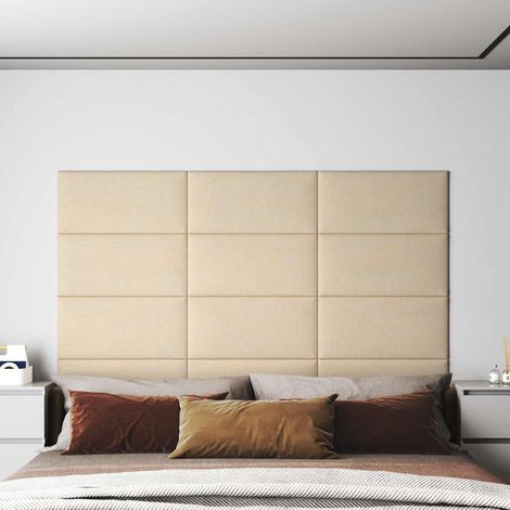 vidaXL Testiera da Parete 12 pcs Crema 60 x 30 cm Tessuto