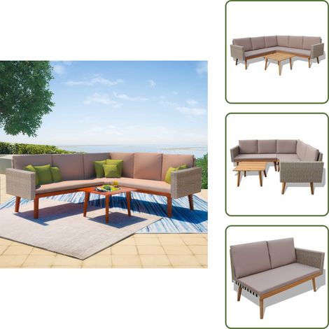 Salon de jardin 4 pcs avec coussins Résine tressée Gris - Salon De Jardin - Meubles De Jardin - Salon D'extérieur - Set De Salon - Canapé D'angle