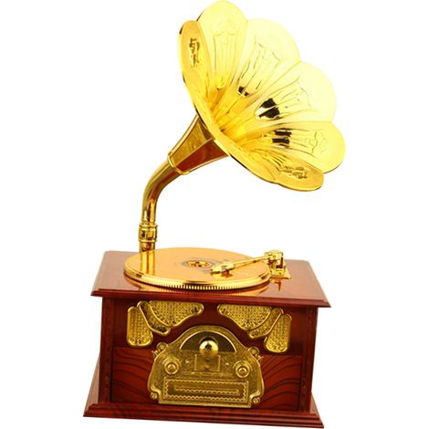 Antike, klassische Retro-Grammophon-Spieluhr, Wohnaccessoire, einzigartiges Geschenk, Braun (1/5)