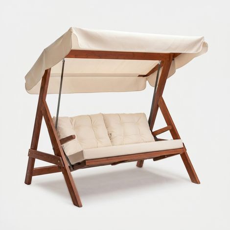 Gartenschaukel aus Holz mit Sonnendach Paris 2000 - Beige (1/5)