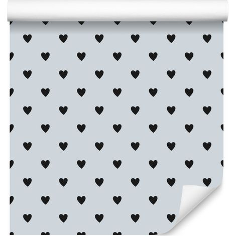 Papier peint à cœurs gris clair et gris 50x1000 cm (1/5)
