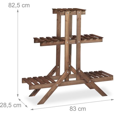 Scaffale per fiori a scala 82,5 x 83 x 28,5 cm 5 posizioni fascino naturale stile rustico in legno marrone 130005242